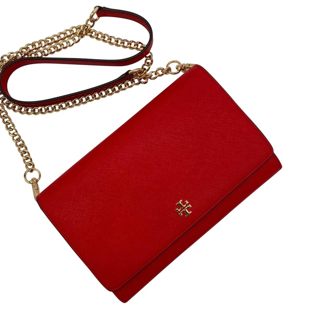 Tory Burch Emerson Chain Wallet Leather Cross Body (Bright Samba)